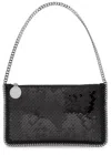 Stella Mccartney Falabella Sequin-embellished Pochette In Black