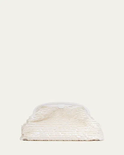 Stella Mccartney Falabella Sequin Soft Clutch Bag In Neutral