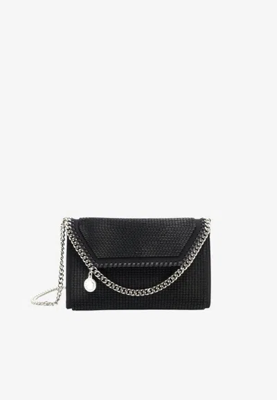 Stella Mccartney Falabella Sequined Chain Clutch In Black