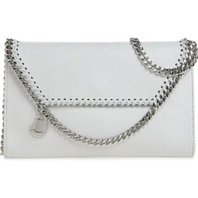 Stella Mccartney Falabella Shaggy Dear Faux Leather Wallet On A Chain In Gray