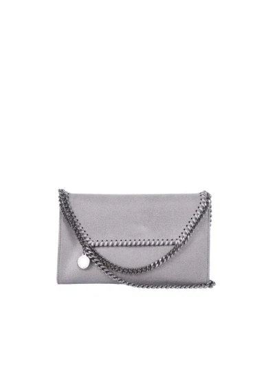 Stella Mccartney The Falabella Mini Vegetarian Brushed-leather Shoulder Bag In Gray