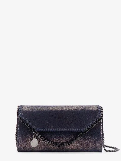 Stella Mccartney Falabella Shaggy Deer Fabric Wallet In Blue
