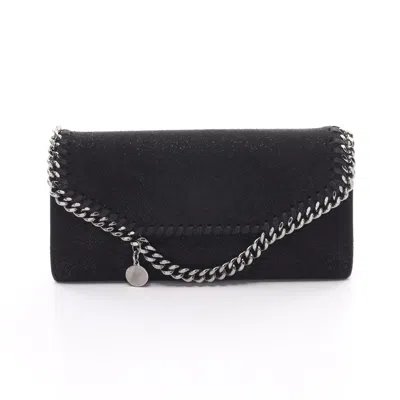 Stella Mccartney Falabella Shaggy Dia Continental Wallet Bi-fold Long Wallet Fake Leather In Black