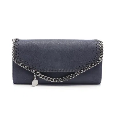 Stella Mccartney Falabella Shaggy Dia Continental Wallet Bi-fold Long Wallet Fake Leather Navy In Blue