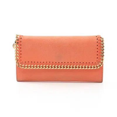 Stella Mccartney Falabella Shaggy Dia Flap Wallet Bi-fold Long Wallet Fake Leather Orange