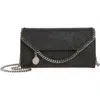 Stella Mccartney Falabella Shaggy Faux Leather Wallet On A Chain In Black