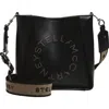 Stella Mccartney Studded Logo Eco Embossed Grainy Alter Mat Crossbody Bag Black In Black