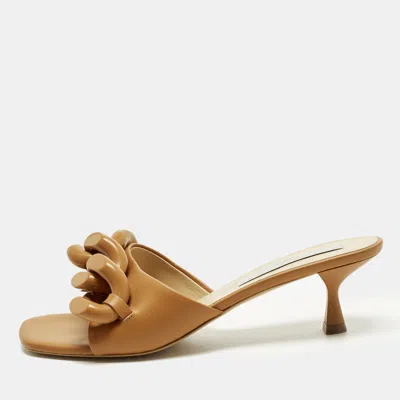 Pre-owned Stella Mccartney Falabella Size 39 Brown Faux Leather Slide Sandals