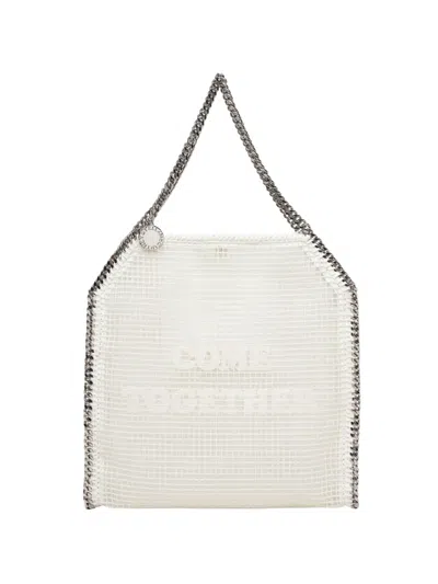 Stella Mccartney Falabella Slogan-print Cross Body Bag In White