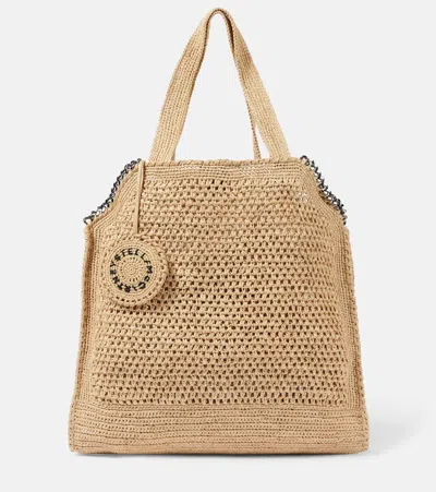 Stella Mccartney Falabella Small Crochet Raffia Shoulder Bag In Brown
