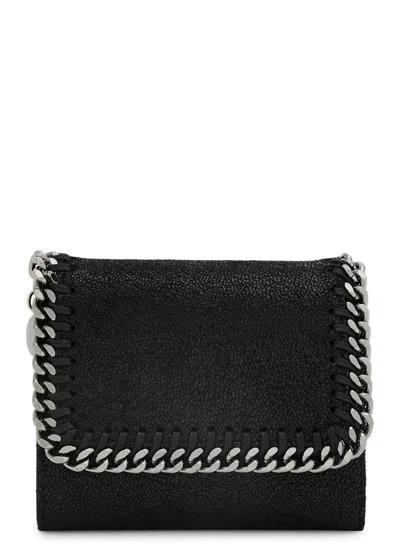 Stella Mccartney Falabella Small Faux Suede Wallet In Black