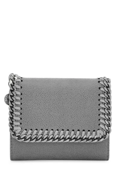 Stella Mccartney Falabella Small Faux Suede Wallet In Grey