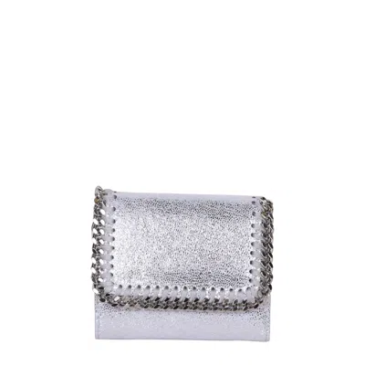 Stella Mccartney Falabella Small Flap Tri-fold Wallet In Gray