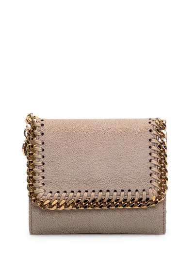 Stella Mccartney Falabella Small Flap Wallet In Beige