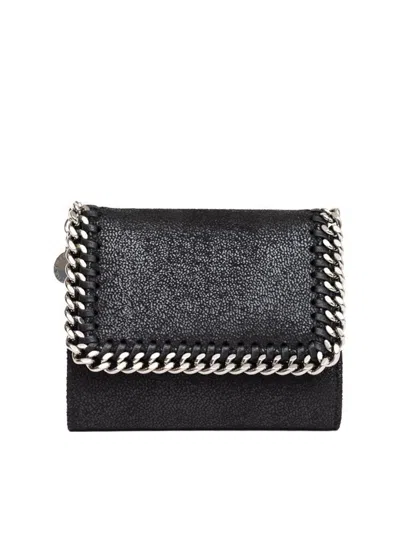 Stella Mccartney Small Falabella Logo-charm Wallet In Black