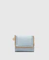 Stella Mccartney Blue Falabella Small Flap Wallet In Duck Egg