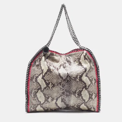 Pre-owned Stella Mccartney Falabella Small Grey/pink Faux Python Leather Tote In Gray