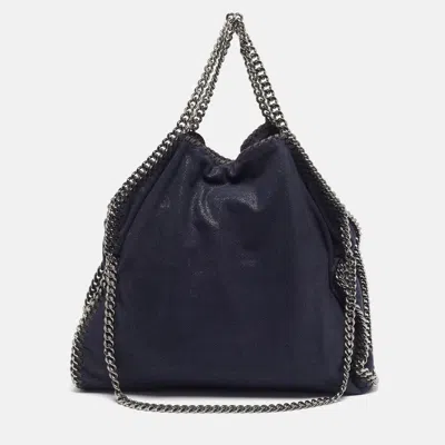Pre-owned Stella Mccartney Falabella Small Navy Blue Faux Suede Tote