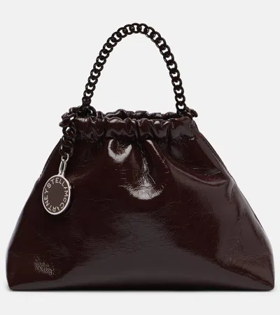 Stella Mccartney Falabella Small Patent Faux Leather Tote Bag In Brown