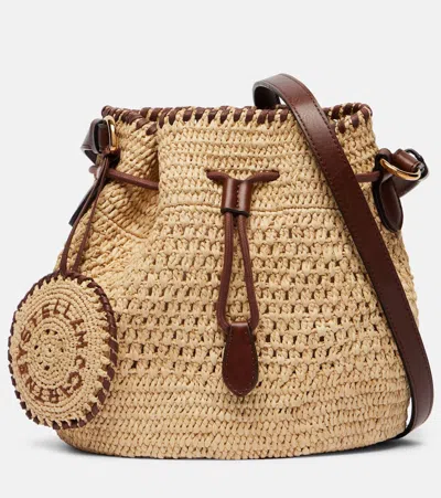 STELLA MCCARTNEY FALABELLA SMALL RAFFIA BUCKET BAG