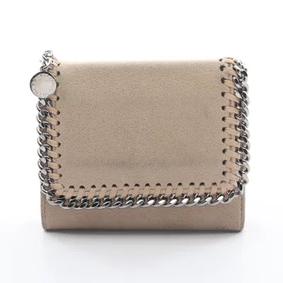 Stella Mccartney Falabella Small Trifold Wallet Fake Leather Beige