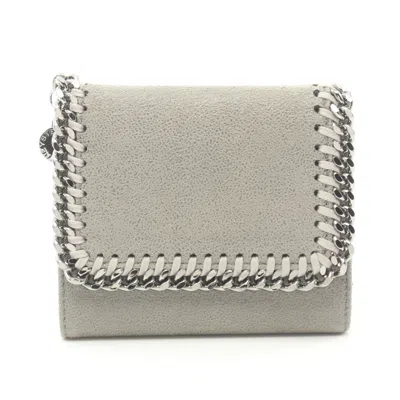 Stella Mccartney Falabella Small Trifold Wallet Fake Leather Gray In Grey