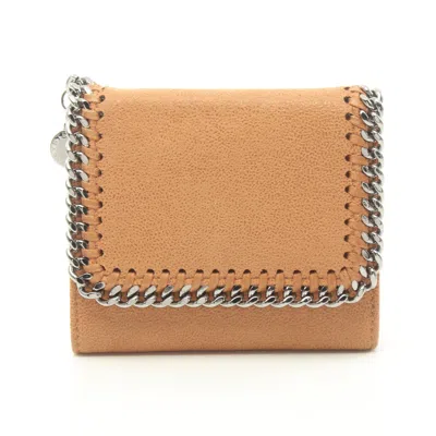 Stella Mccartney Falabella Small Trifold Wallet Fake Leather Light Brown