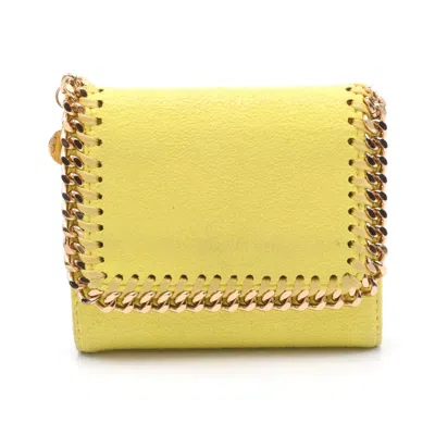 Stella Mccartney Falabella Small Trifold Wallet Fake Leather Light Yellow