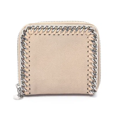 Stella Mccartney Falabella Small Zip Bi-fold Wallet Fake Leather Beige