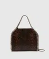 Stella Mccartney Falabella Fold-over Snakeskin-effect Tote Bag In Brown