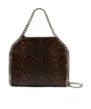 Stella Mccartney Falabella Fold-over Snakeskin-effect Tote Bag In Brown
