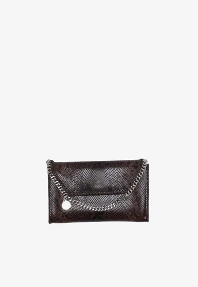 Stella Mccartney Falabella Snakeskin Chain Clutch In Brown