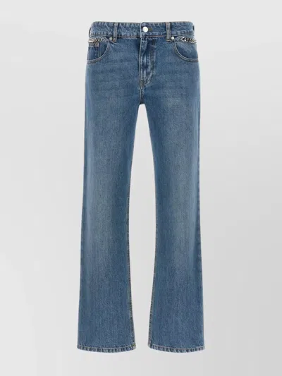 Stella Mccartney + Net Sustain Falabella Chain-embellished Mid-rise Straight-leg Jeans In Blue