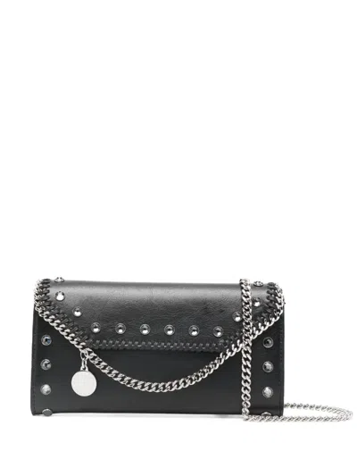 Stella Mccartney Falabella Shoulder Bag With Studded Chain Strap In Black