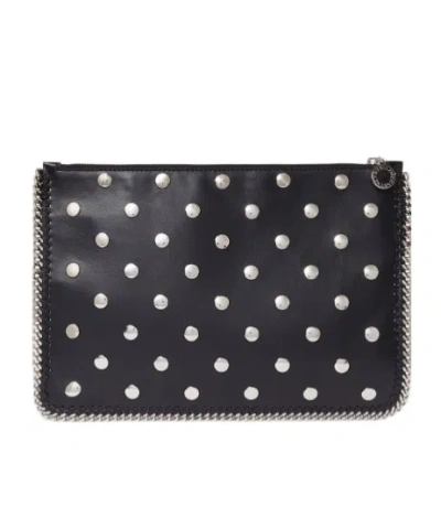 Stella Mccartney Falabella Studded Zipper Clutch In Black