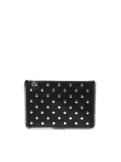 Stella Mccartney Falabella Studded Zippered Pouch Bag In Black