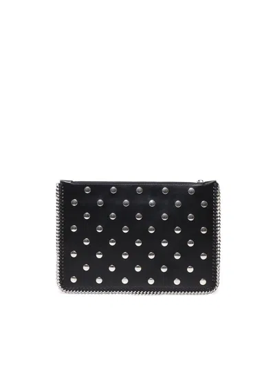 Stella Mccartney Falabella Studded Zippered Pouch Bag In Black