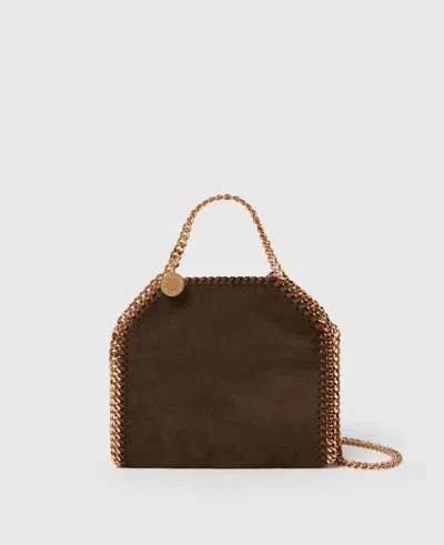 Stella Mccartney Falabella Suede Tiny Tote Bag In Brown