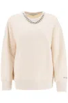 Stella Mccartney Brushed Cotton Sweater With Chain Detail In Natural Melange (beige)