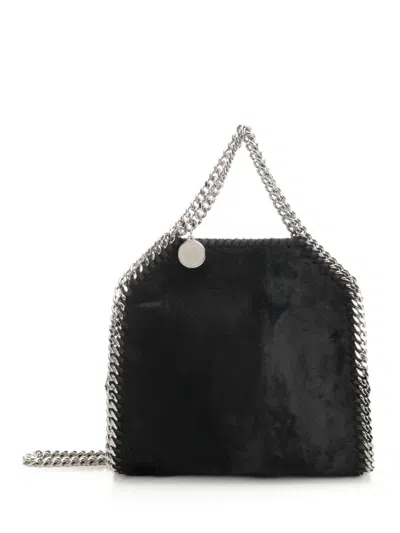 Stella Mccartney Falabella Tiny Bag Brushed Velvet Crossbody Bags Black