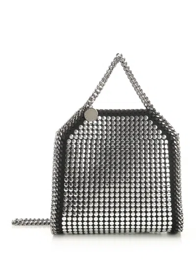 Stella Mccartney Falabella Tiny Bag Mirror Hotfix Crossbody Bags Black In Metallic