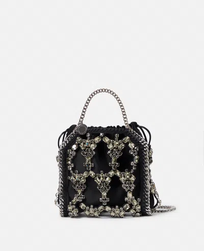 Stella Mccartney Falabella Tiny Crystal Cage Tote Bag In Black