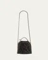 Stella Mccartney Falabella Tiny Lace Vegan Leather Crossbody Bag In Black