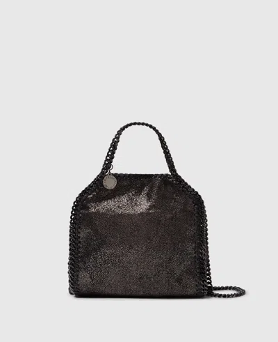 Stella Mccartney Falabella Tiny Tote Bag In Dark Gray Metallic