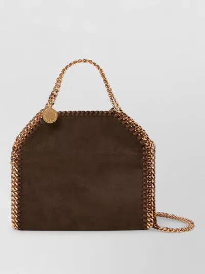 Stella Mccartney Falabella Tiny Tote Suede Chain Top Handle In Brown