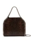 Stella Mccartney Falabella Fold-over Snakeskin-effect Tote Bag In Brown