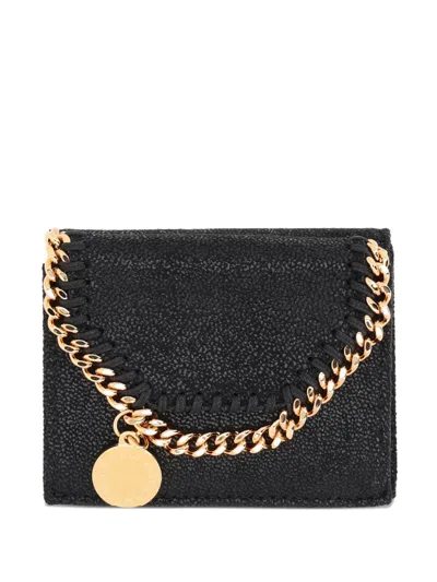 Stella Mccartney Falabella Chain Wallet Textured Finish In Black