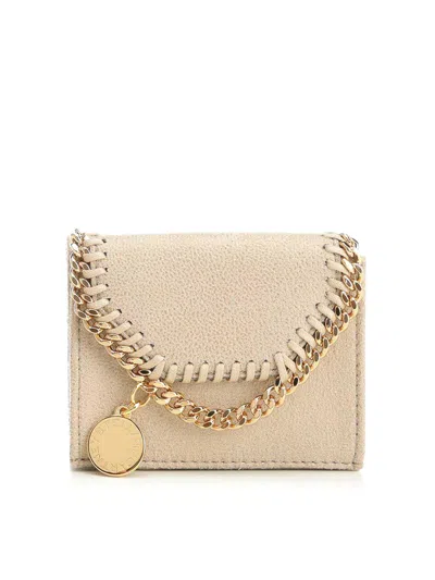 Stella Mccartney Falabella Trifold Wallet In Beige