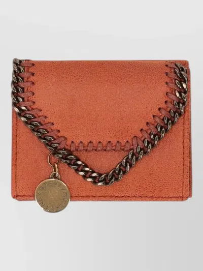 Stella Mccartney Falabella Trifold Wallet Chain Detail In Orange