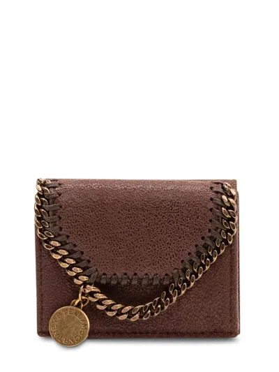 Stella Mccartney Falabella Trifold Wallet In Mahogany